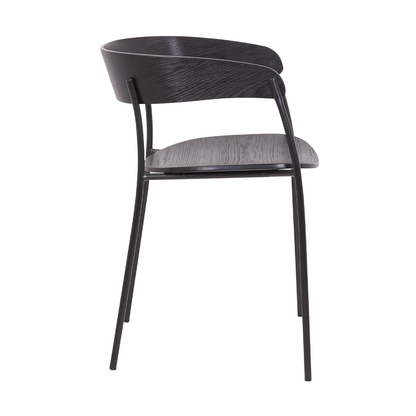 Benzara 19" Black Round Back Wooden Seat Dining Chair Set of Two