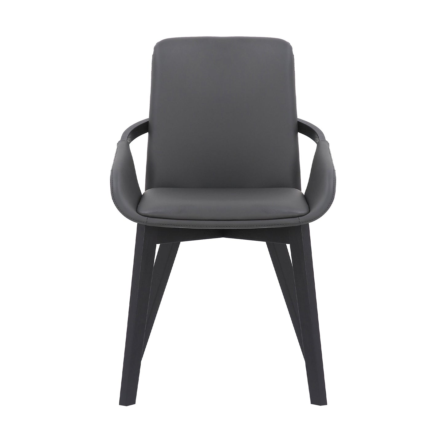 Benzara 19" Gray Leatherette Dining Chair With Bucket Seat