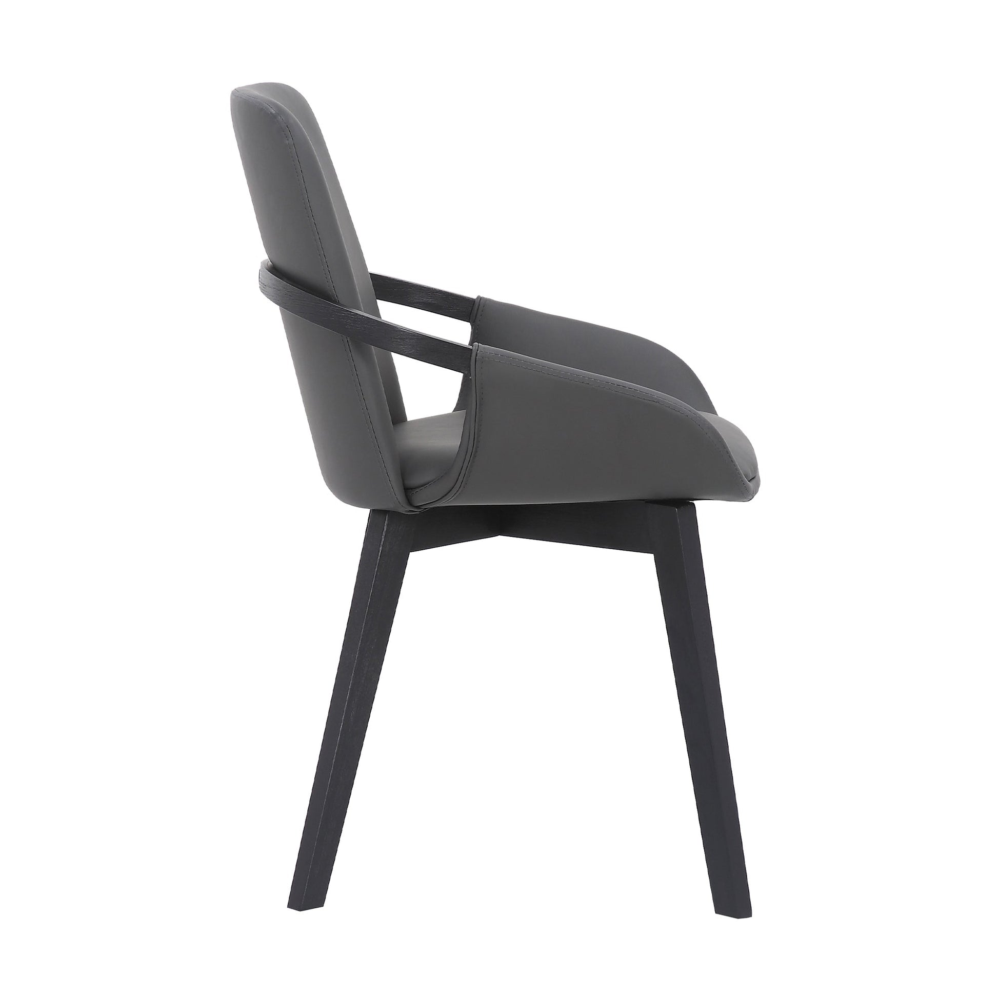 Benzara 19" Gray Leatherette Dining Chair With Bucket Seat