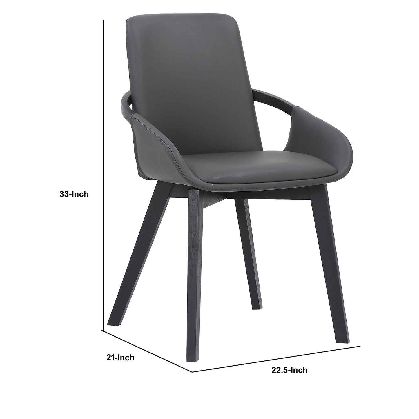 Benzara 19" Gray Leatherette Dining Chair With Bucket Seat