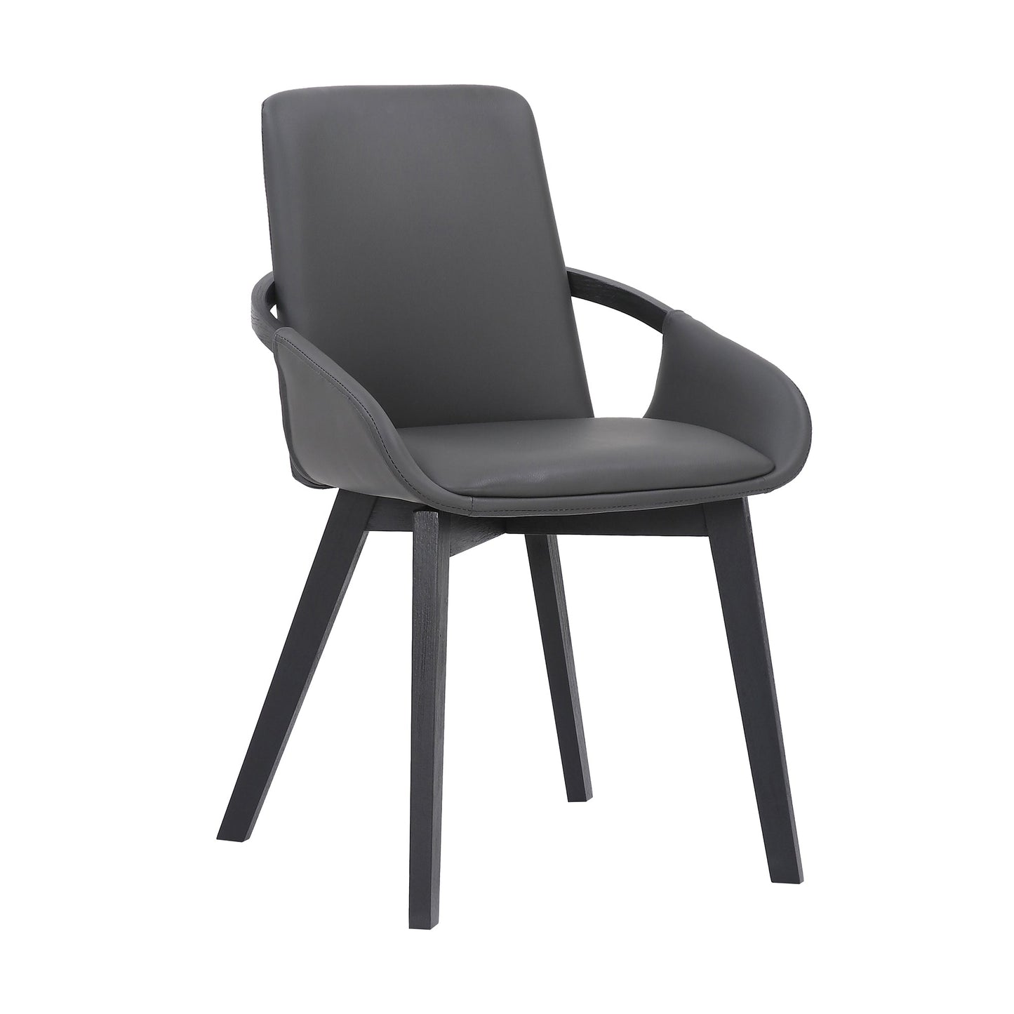 Benzara 19" Gray Leatherette Dining Chair With Bucket Seat