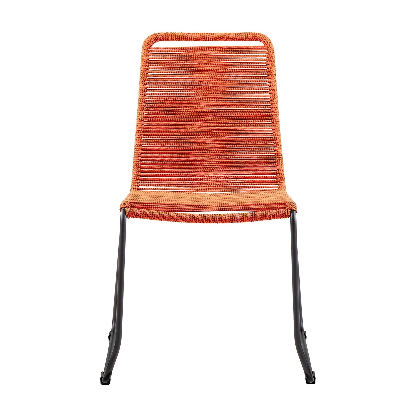 Benzara 19" Orange Fishbone Weaved Metal Dining Chair Set of Two