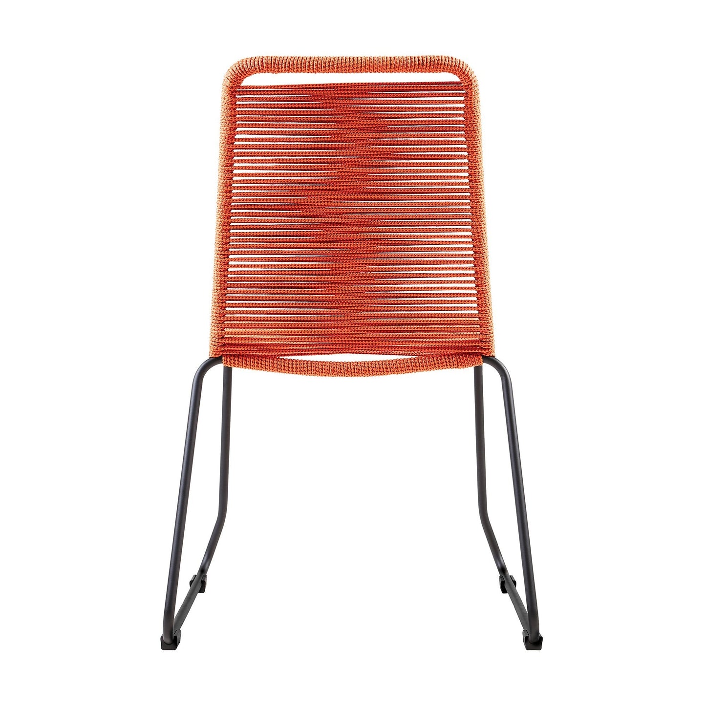 Benzara 19" Orange Fishbone Weaved Metal Dining Chair Set of Two