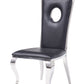 Benzara 19" Silver Dining Side Chair With Black Faux Leather Upholstery Set of Two