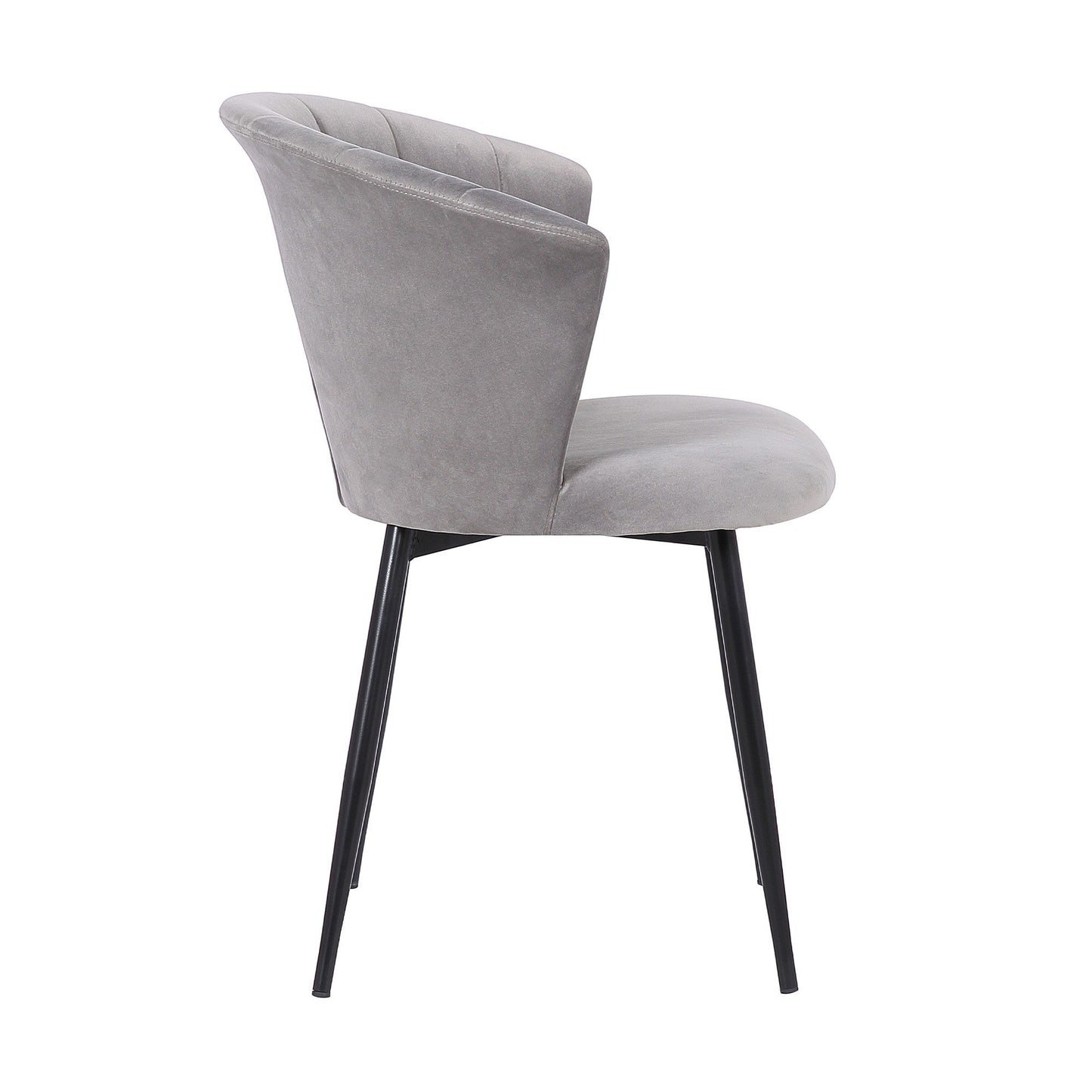 Benzara 20" Gray Contemporary Velvet Dining Chair With Metal Legs