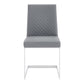 Benzara 20" Gray Diamond Stitched Leatherette Dining Chair Set of Two