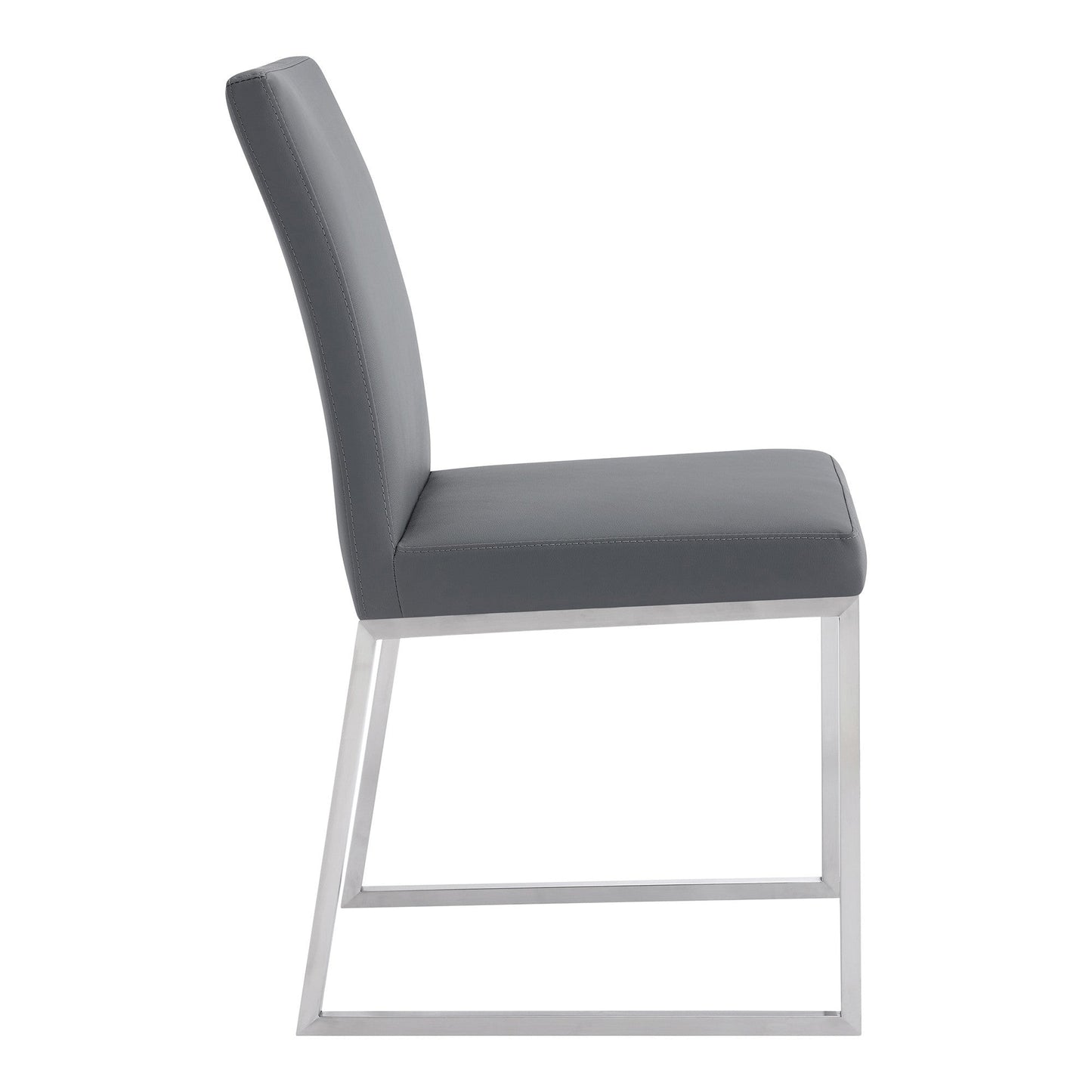 Benzara 20" Gray Leatherette Metal Frame Dining Chair Set of Two