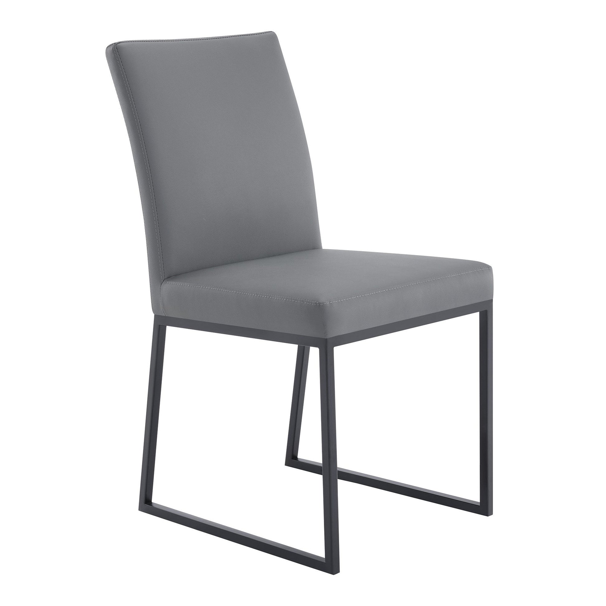 Benzara 20" Gray and Black Leatherette Metal Dining Chair Set of Two