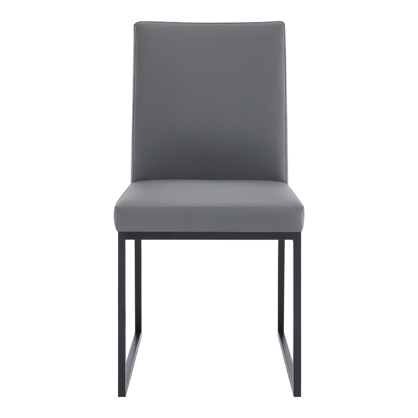 Benzara 20" Gray and Black Leatherette Metal Dining Chair Set of Two