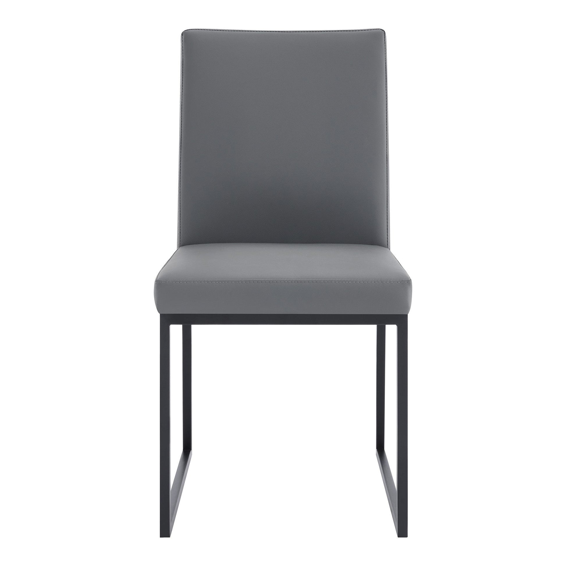 Benzara 20" Gray and Black Leatherette Metal Dining Chair Set of Two