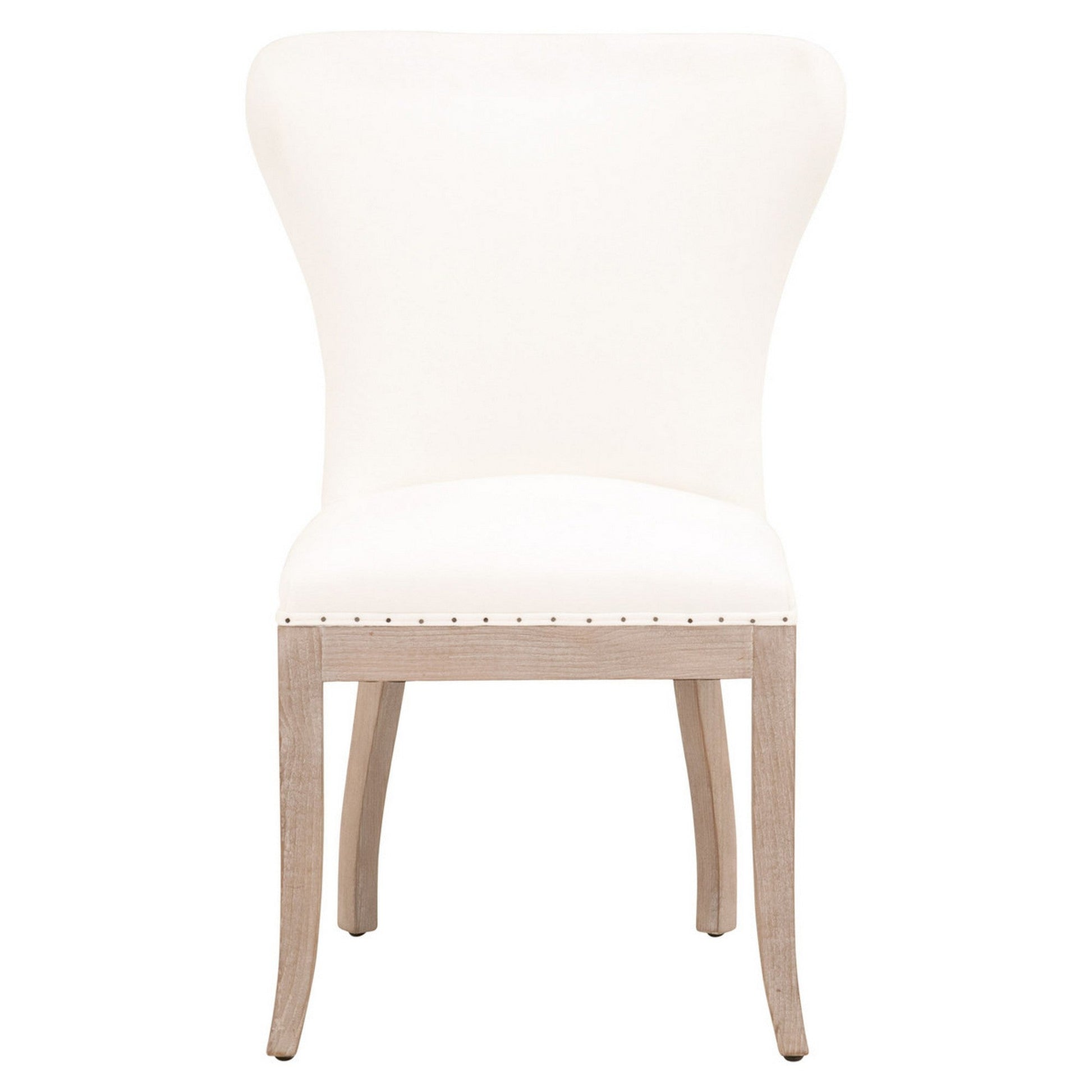 Benzara 20" White Fabric Padded Dining Chair Set of Two