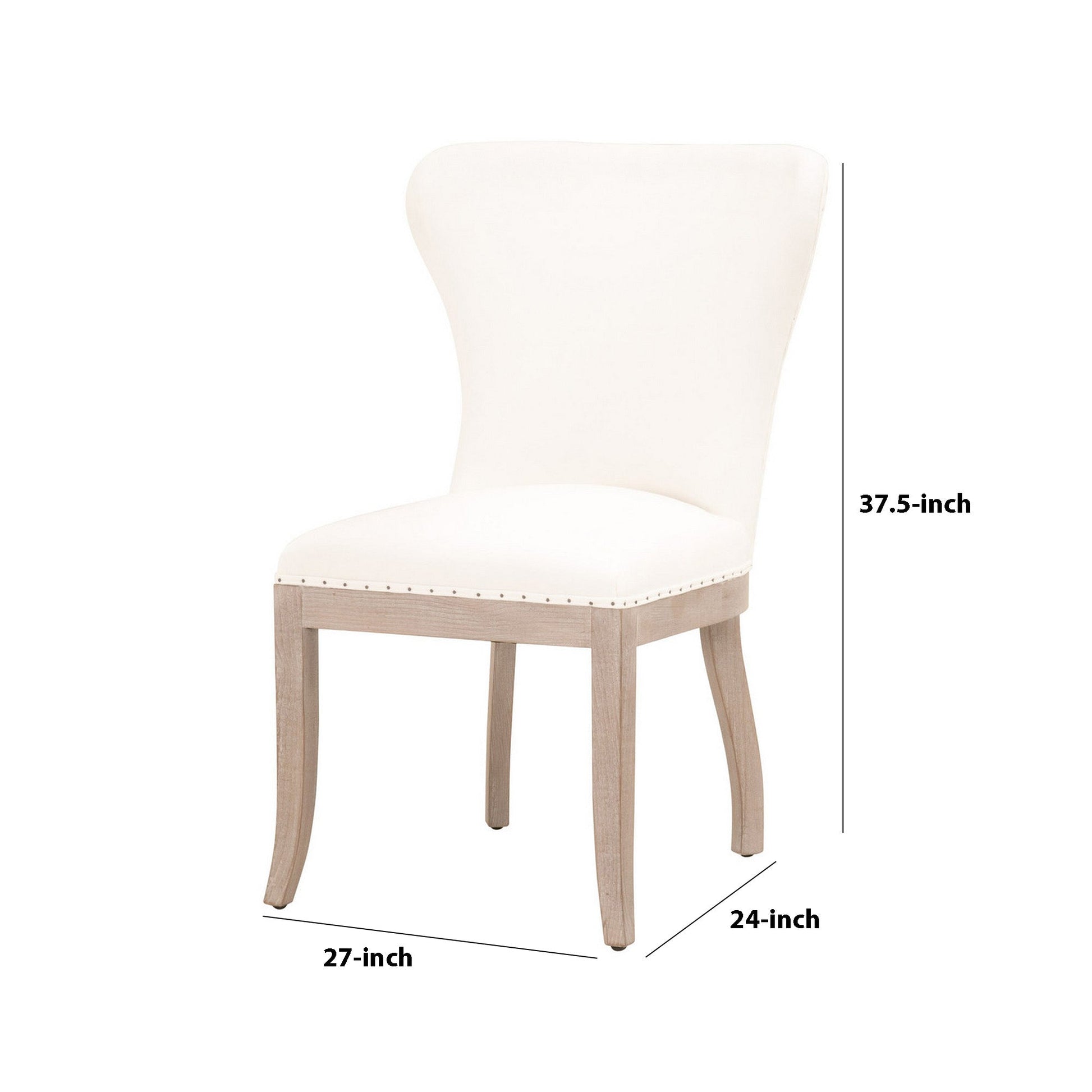 Benzara 20" White Fabric Padded Dining Chair Set of Two