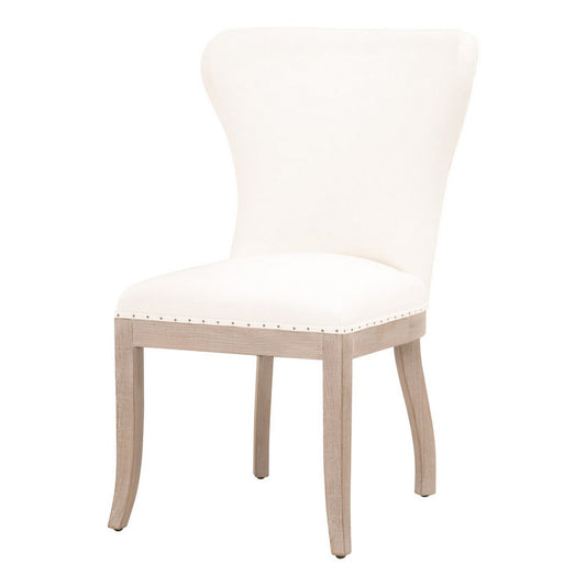 Benzara 20" White Fabric Padded Dining Chair Set of Two