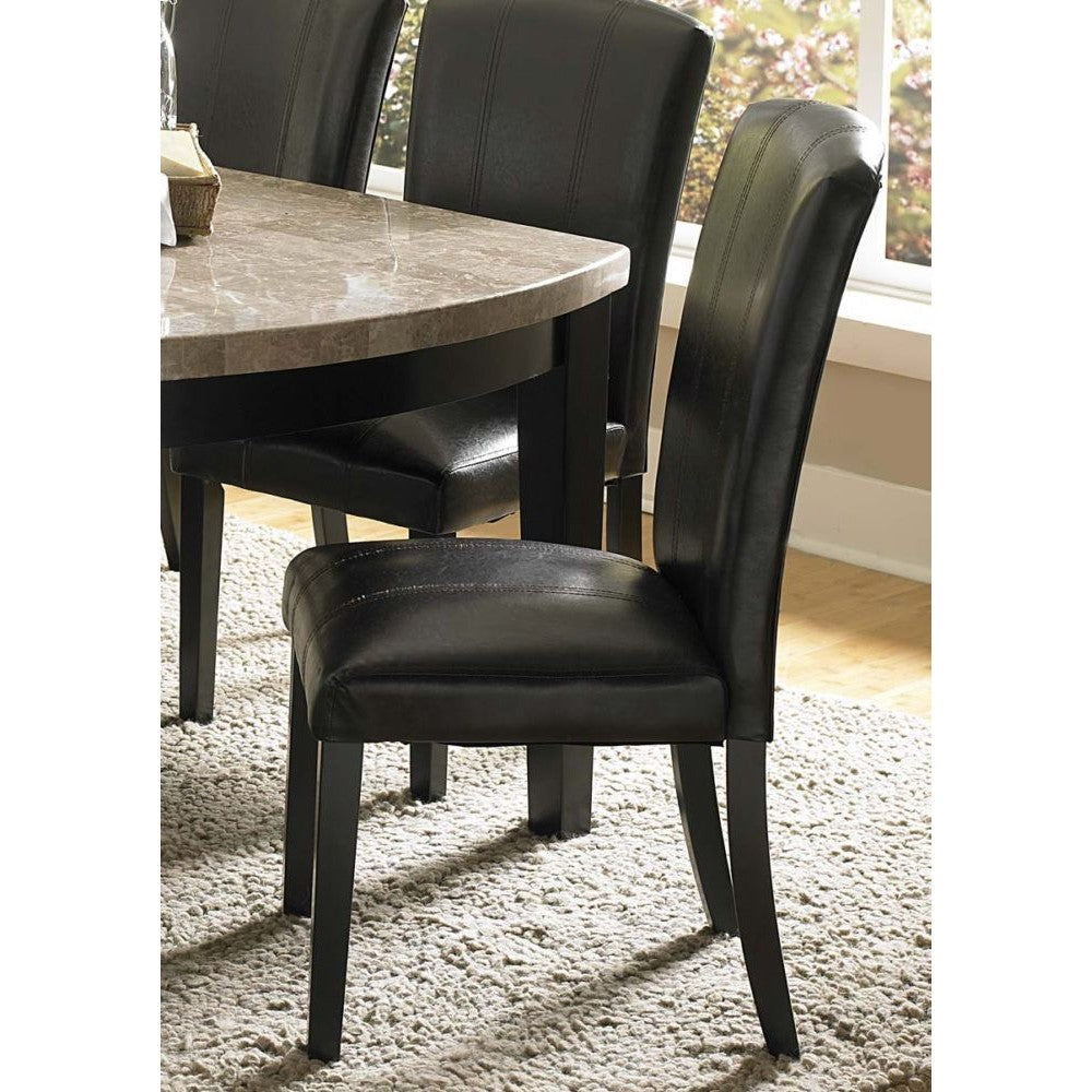 Benzara 25" Black Wooden Side Chair With Leatherette Seat And Back Set of Two