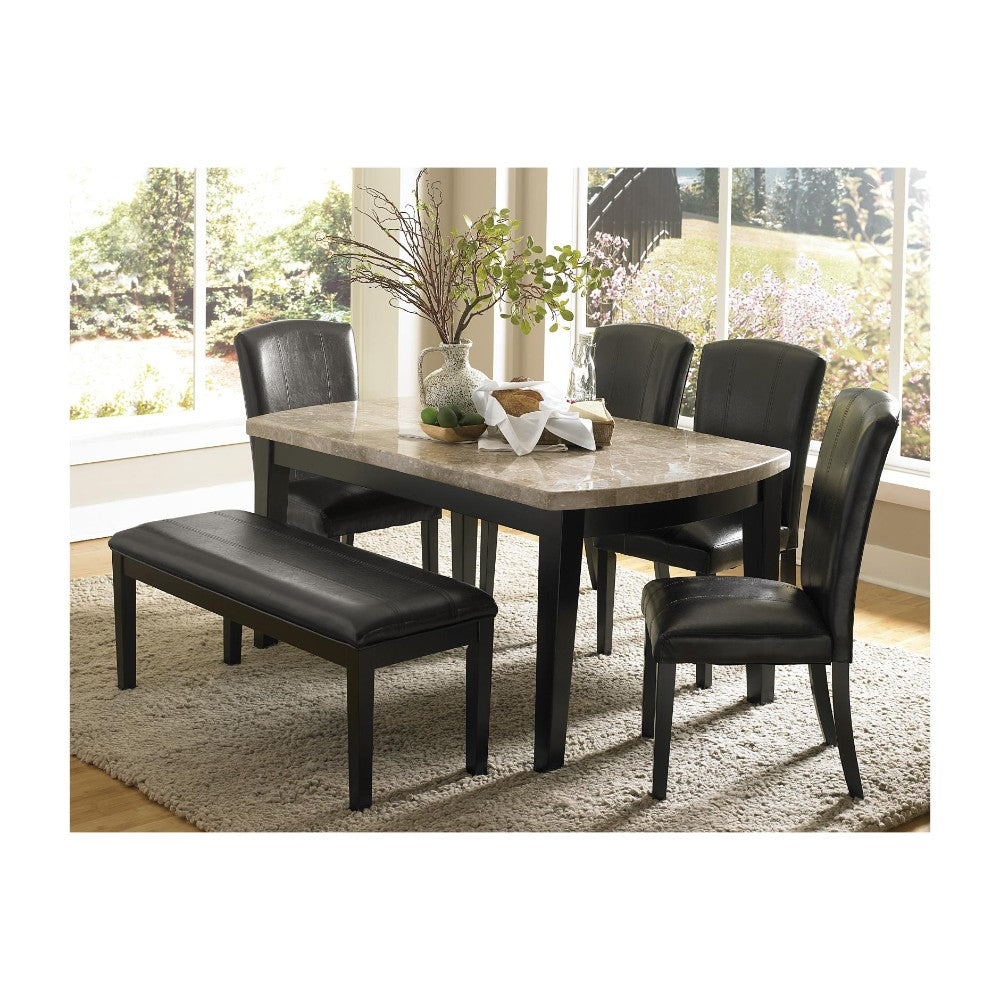 Benzara 25" Black Wooden Side Chair With Leatherette Seat And Back Set of Two