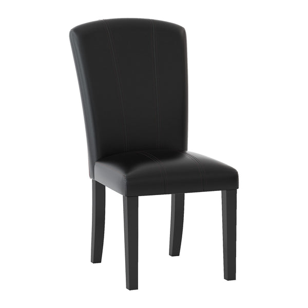 Benzara 25" Black Wooden Side Chair With Leatherette Seat And Back Set of Two