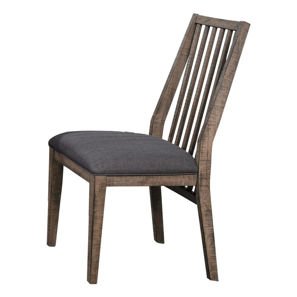 Benzara 25" Brown Wood Veneer Side Chair With Slatted Back Set of Two