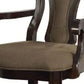 Benzara 25" Walnut Brown Handcrafted Solid Wood Frame Dining Armchair With Open Fiddle Back Set of Two