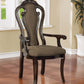 Benzara 25" Walnut Brown Handcrafted Solid Wood Frame Dining Armchair With Open Fiddle Back Set of Two