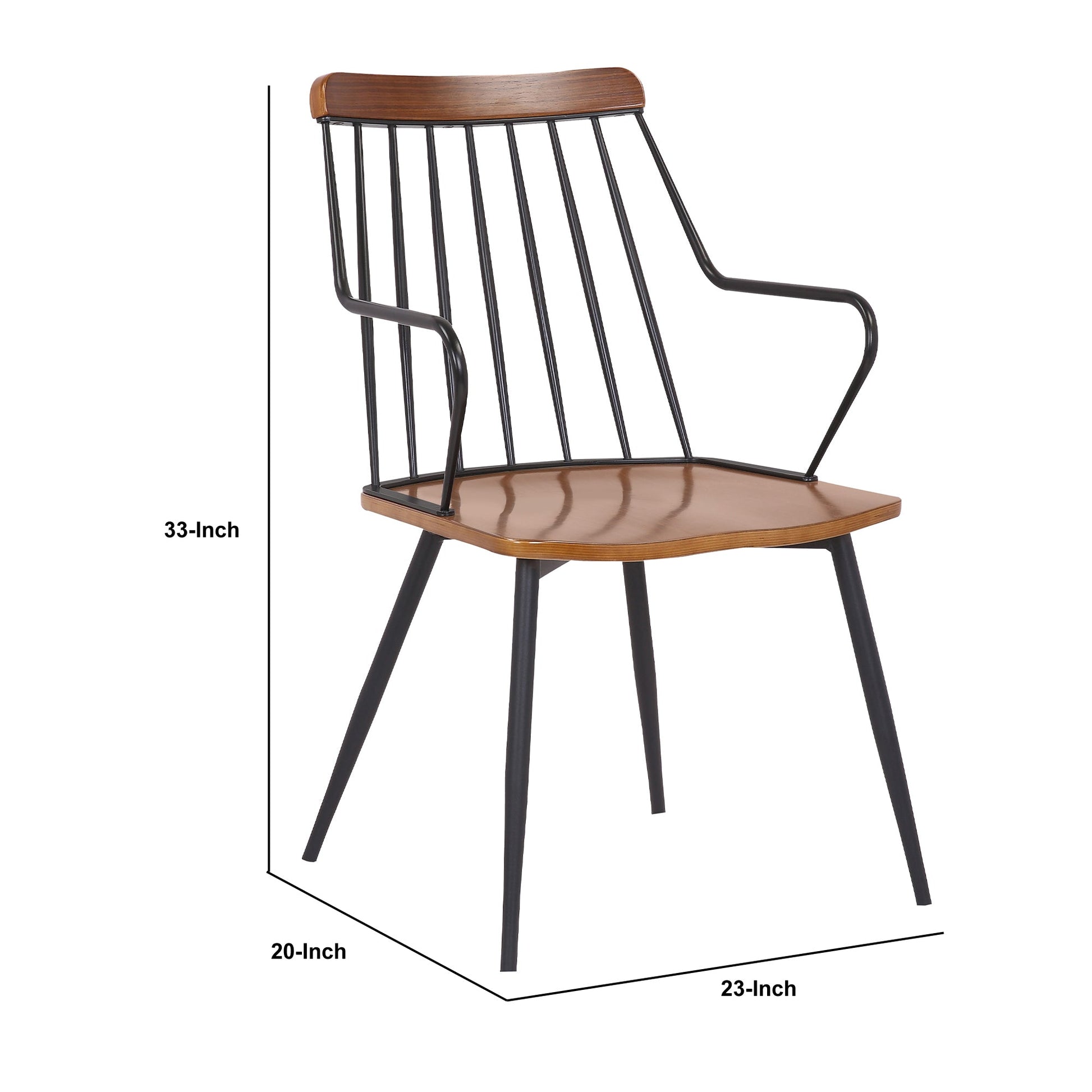 Benzara 26" Brown and Black Wooden Dining Chair With Windsor Back