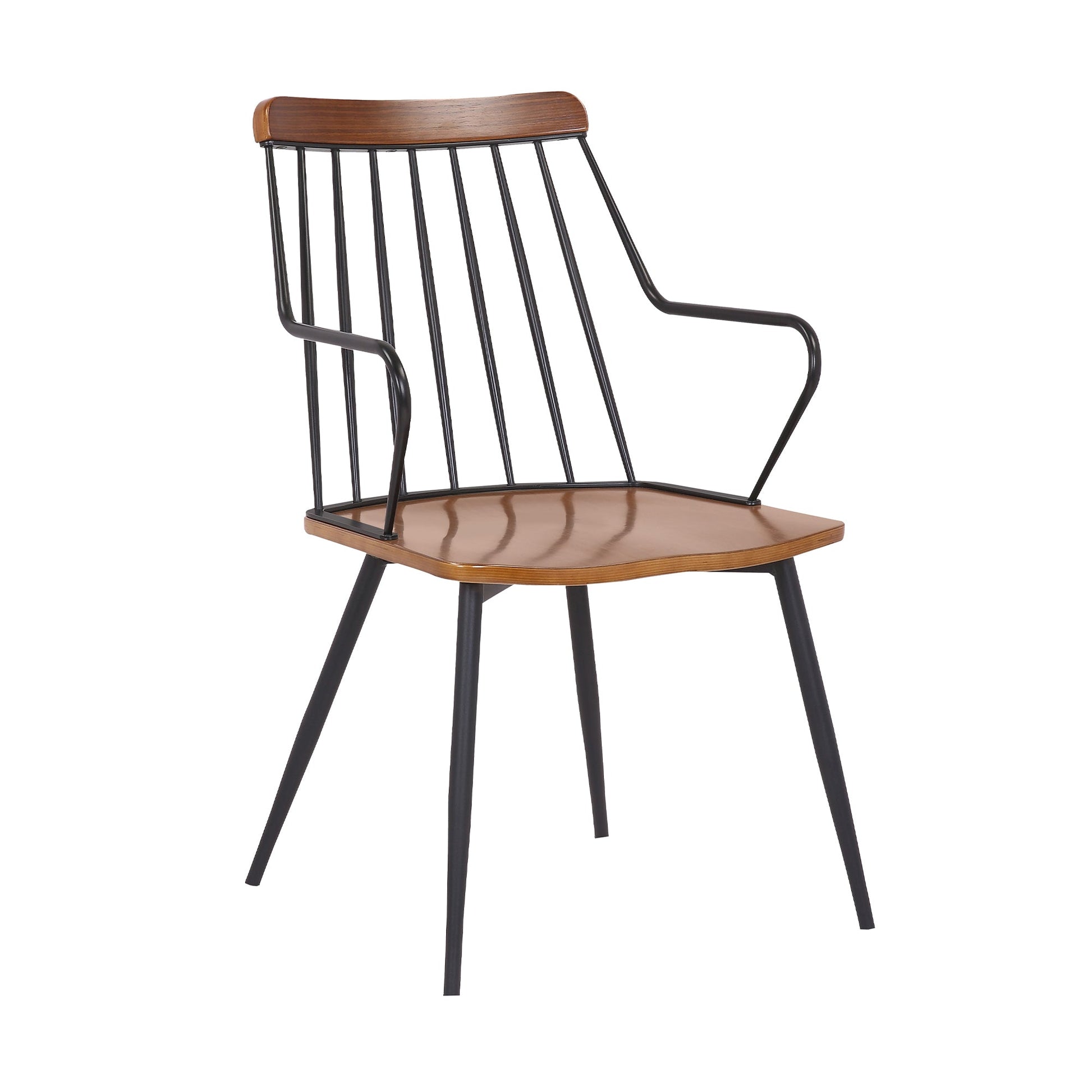 Benzara 26" Brown and Black Wooden Dining Chair With Windsor Back