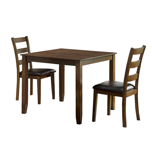 Benzara 3-Piece Brown Wooden Dining Set With Square Table