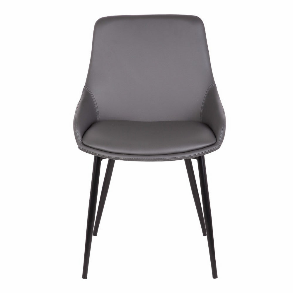 Benzara 33" H x 20" W x 23" L Gray Leatherette Dining Chair With Bucket Seat and Black Metal Legs