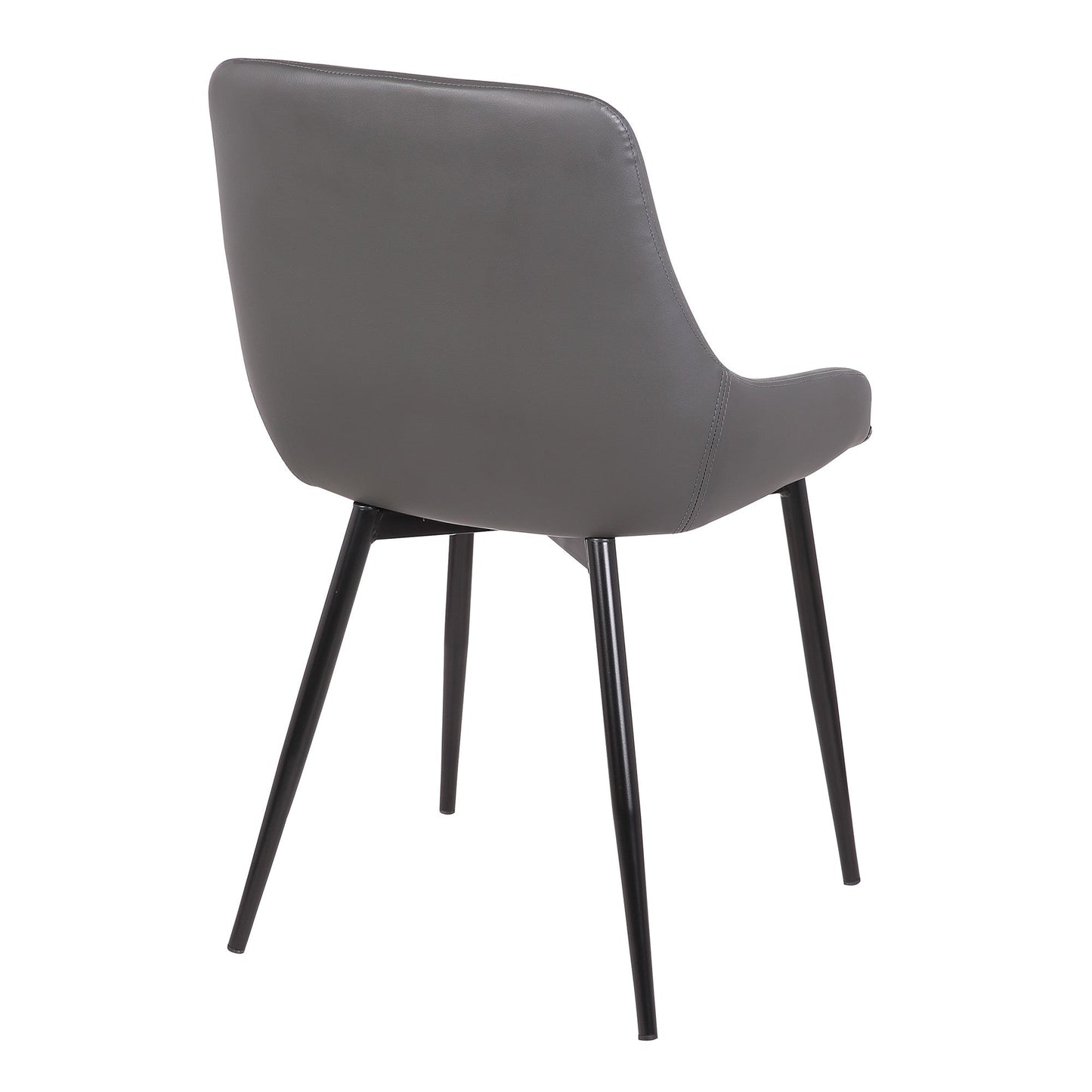 Benzara 33" H x 20" W x 23" L Gray Leatherette Dining Chair With Bucket Seat and Black Metal Legs