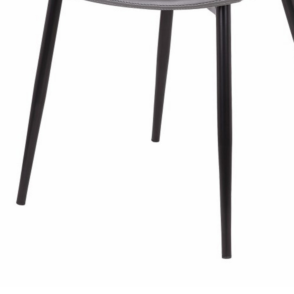 Benzara 33" H x 20" W x 23" L Gray Leatherette Dining Chair With Bucket Seat and Black Metal Legs