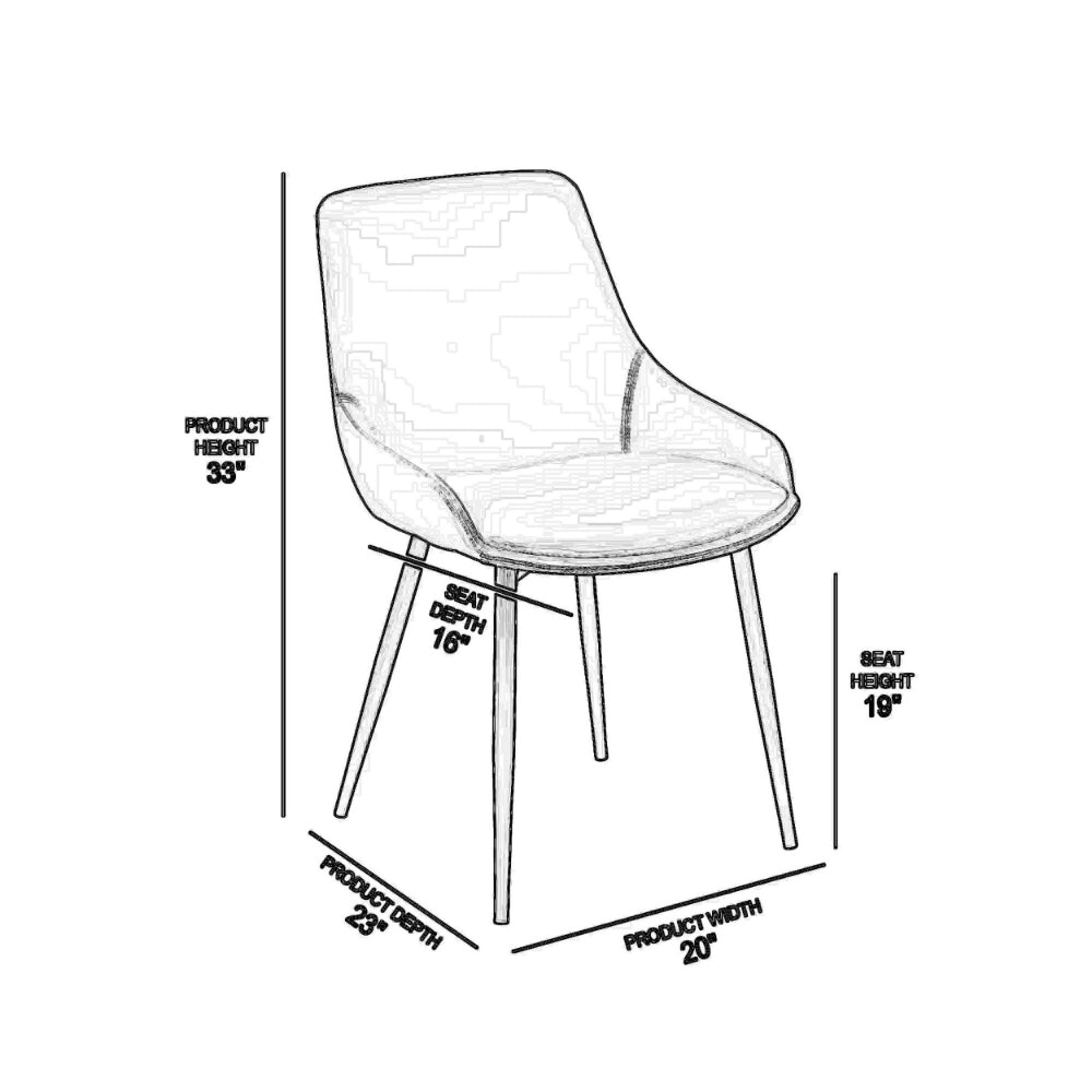 Benzara 33" H x 20" W x 23" L Gray Leatherette Dining Chair With Bucket Seat and Black Metal Legs