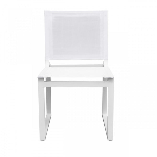 Benzara 33" White Sling Seat Metal Dining Chair Set of Two