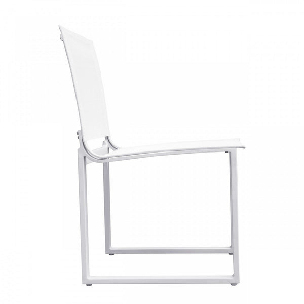 Benzara 33" White Sling Seat Metal Dining Chair Set of Two