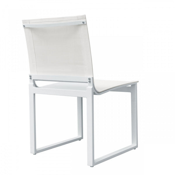 Benzara 33" White Sling Seat Metal Dining Chair Set of Two