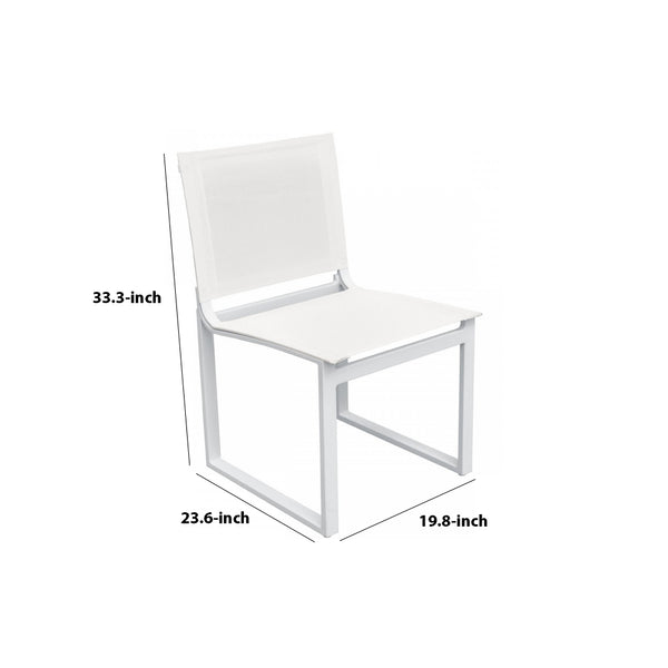 Benzara 33" White Sling Seat Metal Dining Chair Set of Two