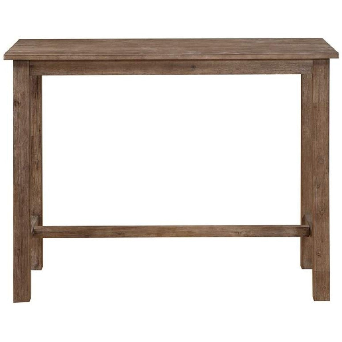 Benzara 47 Inch Rectangular Counter Height Pub Table, Rubberwood, Wire Brush Finish, Oak Brown