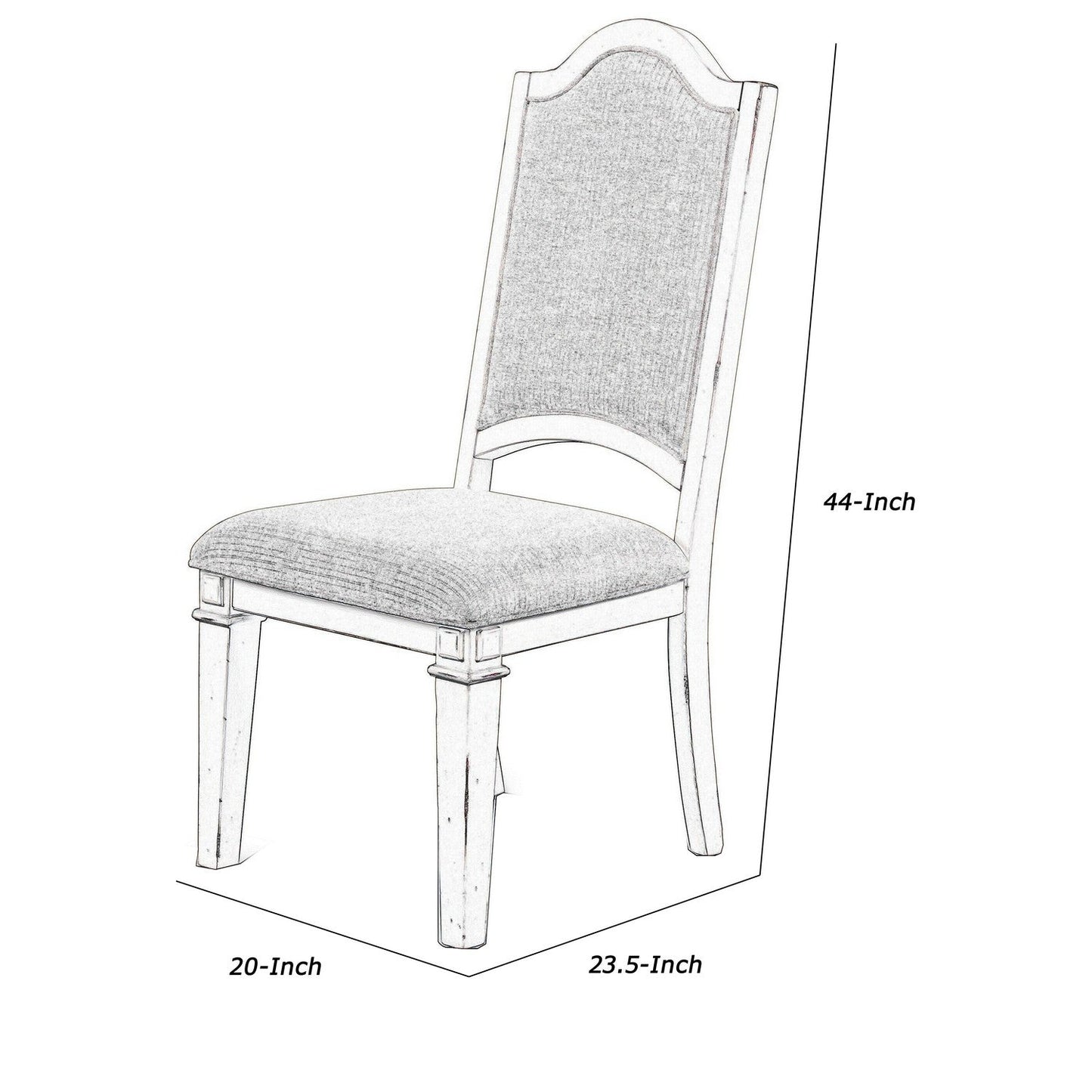 Benzara Antique White Farmhouse Style Dining Chair With Tapered Legs Set of Two