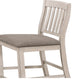 Benzara Antique White Wooden Counter Height Chair With Slatted Back Set of Two