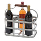 Benzara BM00224 Gray 6-Bottle Farmhouse Metal Wine Holder With Wooden Handle