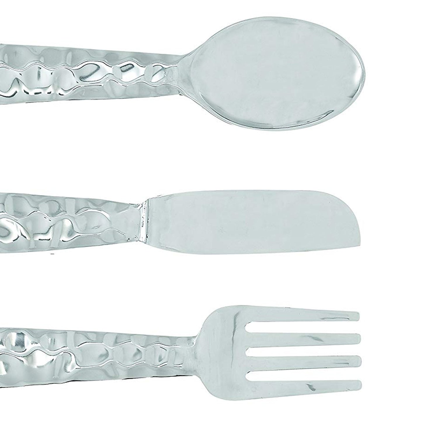 Benzara BM01021 Silver Artistic Cutlery Wall Decor In Metal, Set of 3