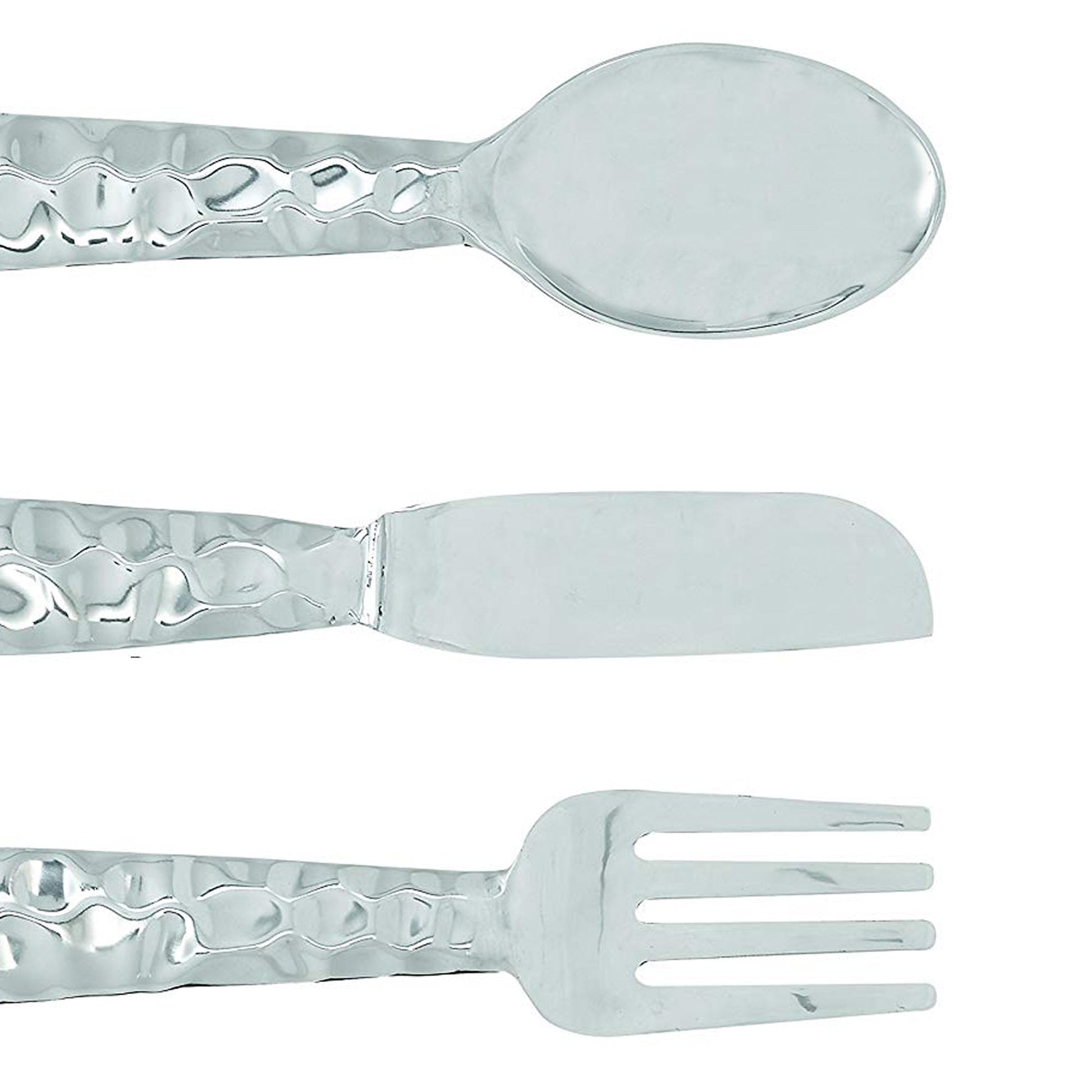 Benzara BM01021 Silver Artistic Cutlery Wall Decor In Metal, Set of 3