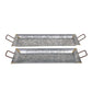 Benzara BM02370 Silver Rectangular Shaped Metal Galvanized Trays, Set of 2