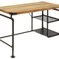 Benzara BM123648 Brown and Black Industrial Metal Writing Desk With Wooden Top