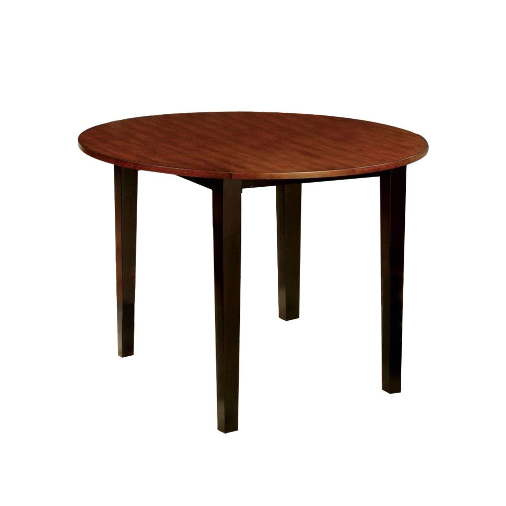 Benzara BM123803 Transitional Style Round Dining Table With Drop Leaf Top, Brown