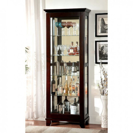 Benzara BM137685 Curio Cabinate In Cappuccino Finish