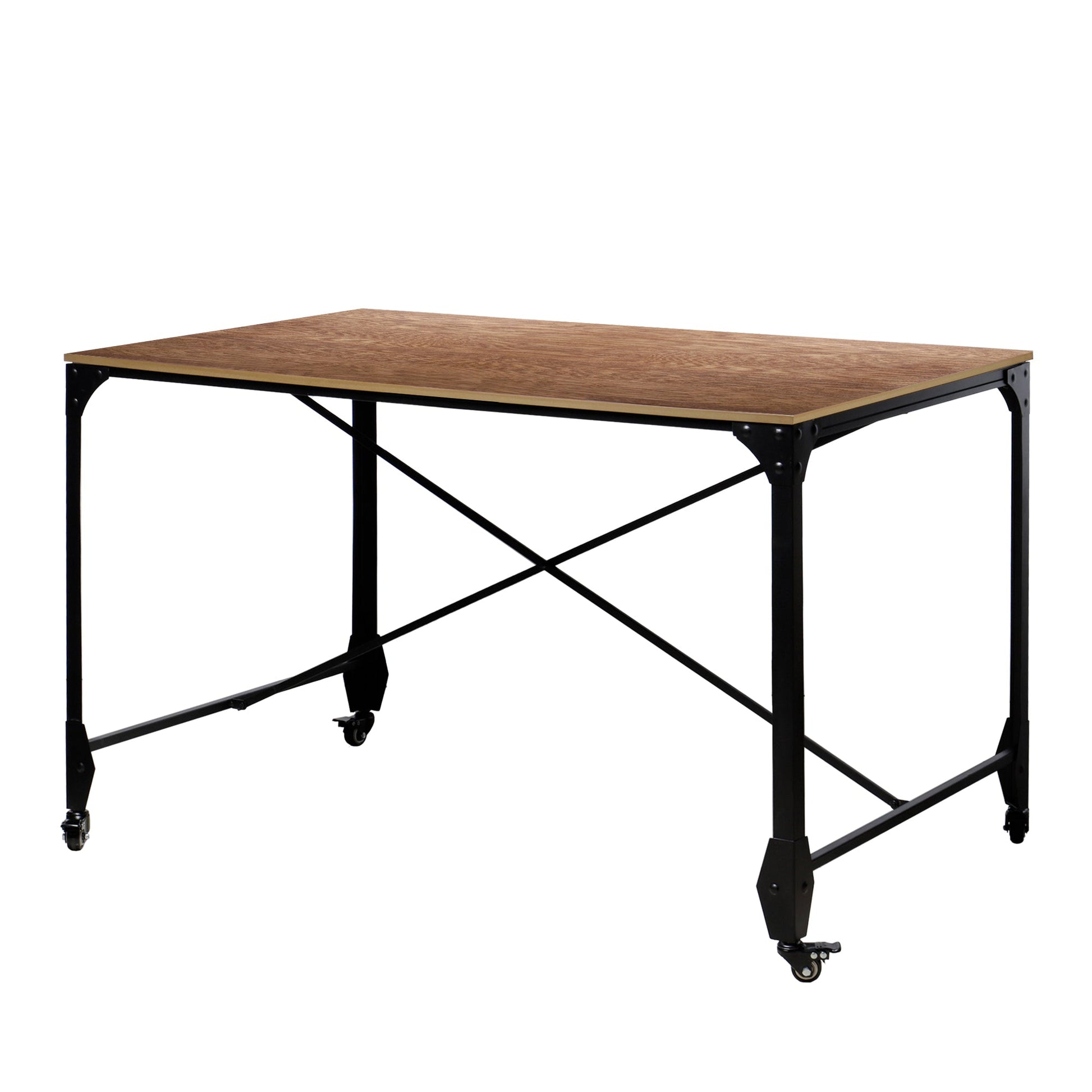 Benzara BM140126 Baxton Antique Bronze Studio Greyson Vintage Industrial Home Office Wood Desk