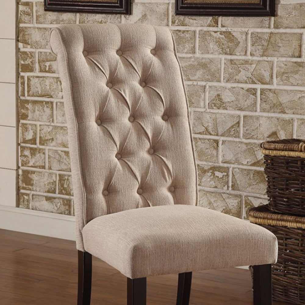 Benzara BM141655 Black and Ivory Marshall Transitional Side Chair, Set of 2