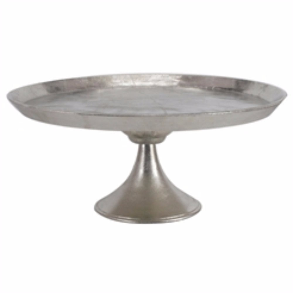 Benzara BM155876 Silver Aluminum Round Footed Tray