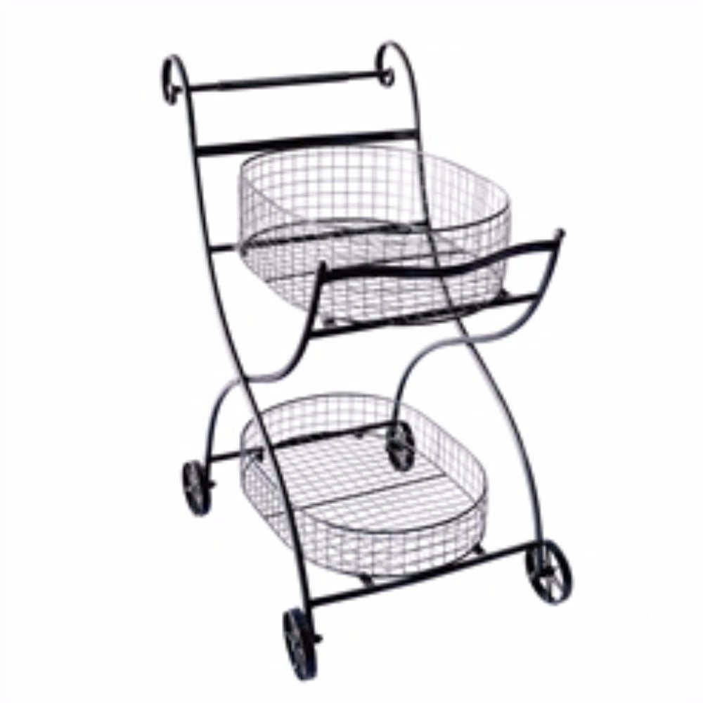 Benzara BM155894 Black Well designed Metal Utility Cart & Stand