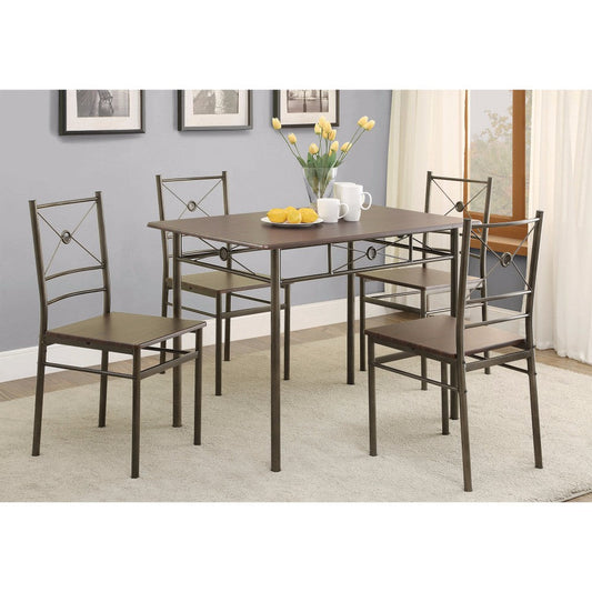 Benzara BM158030 Ironlike Dining Table Set Of Five, Bronze