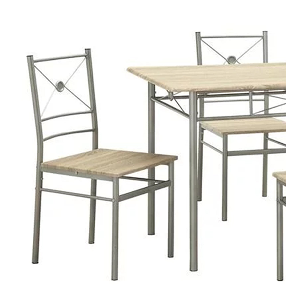 Benzara BM158031 Sturdy Dining Table In A set Of Five, Silver